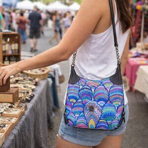 Hand Painted Colorful Patterned Women's Bag Purse Crossbody